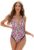 Costum de baie dama – o piesa – model cu spate gol si decolteu adanc in V – imprimeu floral – chilot decupaj clasic – tematica natural beauty – EFAYN